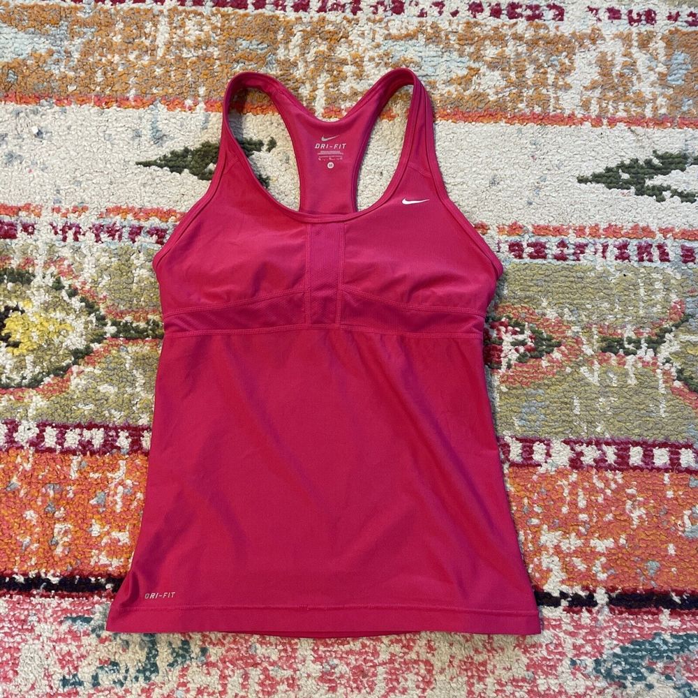 Nike Dri Fit Medium Hot Pink Racerback Tank Top Barbiecore W/ Bra